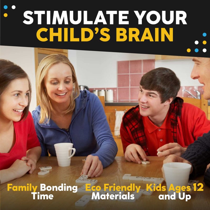 Toysery Double 6 Dominoes Set with Colored Dots. 28 Piece Set White Dominos for Kids with Tin Case. Educational Game Set - Image 4